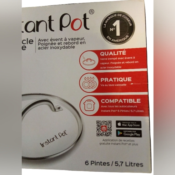 Instant Pot - Glass Lid with Steam Vent. Dishwasher Safe, - Picture 2 of 11